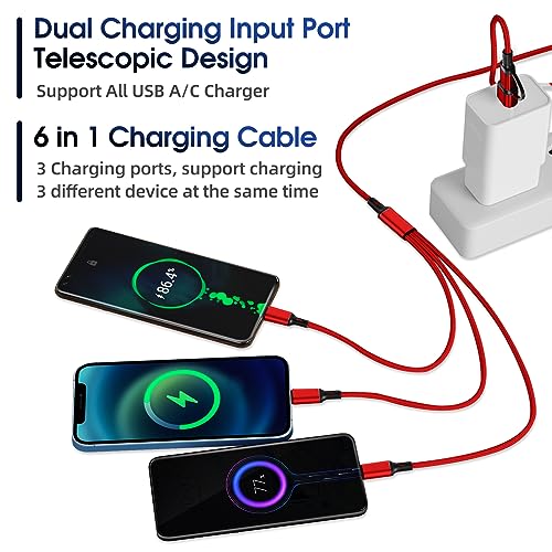 Ankndo 6 in 1 Multi Charging Cable, Multi Charger Cable for All Devices - color: Red