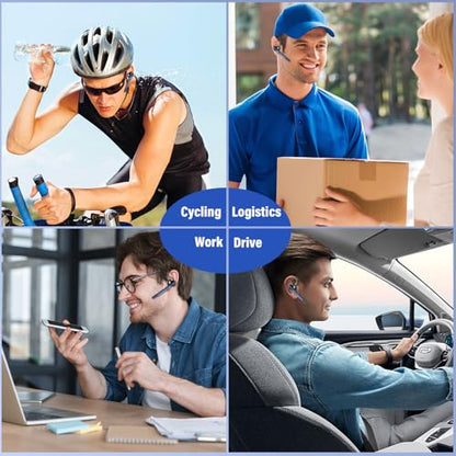2026 Bluetooth Headset, Wireless Bluetooth 5.3 Earpiece, 90Hrs Single-Ear Headset with APTX HD Audio & Mute Button, Dual Noise Cancelling Mics, Hands Free Headphone for Trucker, Business, Gym, Blue - color: Navy Blue