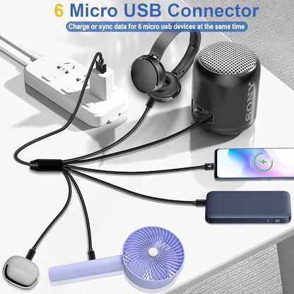 Micro USB Cable, Micro USB Splitter, Micro USB Charger & Data Cable 5ft - color: Black-5ft, size: 6