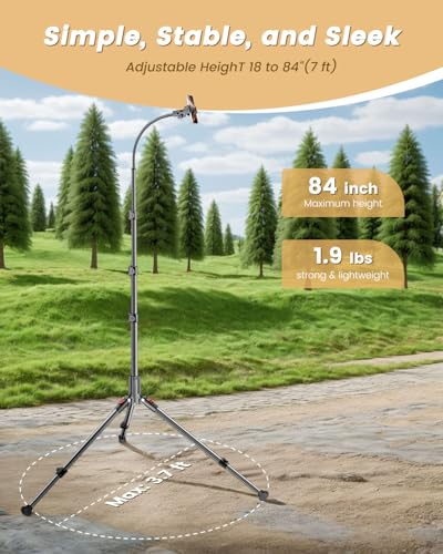 CAMBOFOTO 84" Phone Tripod, Tall Tripod for iPhone with Gooseneck & Remote