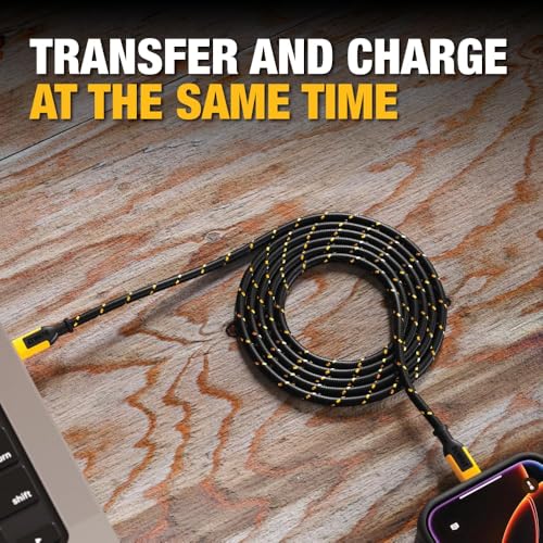 DEWALT Heavy Duty USB C Cable, Jobsite 60 Watt USB C Cable, 10 ft, 2 Pack - size: 10FT