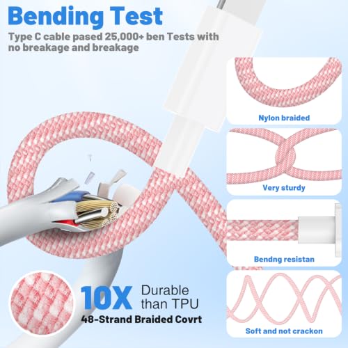 20W Lightning Cable to USB C, [Apple MFi Certified] Braided Fast Cable - color: Red, size: 20W-6FT+10FT