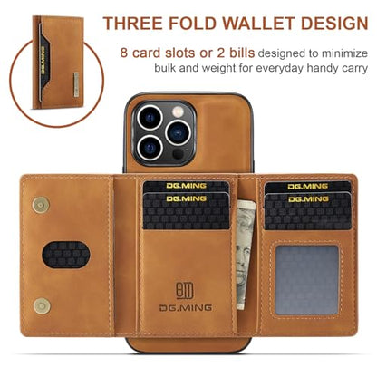 Leather Wallet Phone Cases Compatible with iPhone 15 Pro Case with Card Holder Men 6.1'' 2 in 1 Detachable Back Cover (Brown, IP 15 Pro) - color: Brown, size: IP 15 Pro