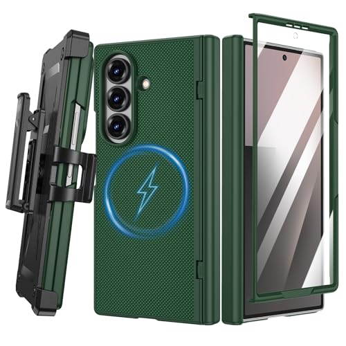 VEGO for Z Fold 7 Case with Belt Clip Compatible with Magsafe& Hinge Cover | Built-in Screen Protector Full Body Drop/Shock Proof Protective Magnetic Phone Cover for Samsung Galaxy Z Fold 7 Green - color: Green
