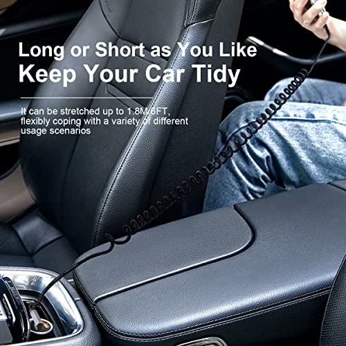Apple CarPlay Right Angle USB C to Lightning Coiled Coiled Charging Cable，90 Degree Elbow Apple Sync Data Spring Retractable Cord Adapter for iPhone 14/13/12/11/SE/Xs/Xr/8/iPad-3FT