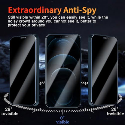 Privacy Screen Protector for iPhone 12 Pro Max 6.7 Inch 3 Pack, Tempered Glass Film Anti-spy Scratch Resistant 9H Hardness Case Friendly - size: iPhone 12 Pro Max