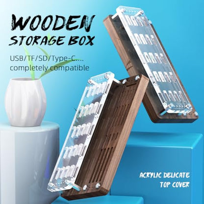 40 Slots Wooden Memory Card Case for TF/CF/Nintendo Switch, USB Flash Drive/SD Card Holder Desk With Removal Pin - Protection Box-03MY - color: Upgrade extended style