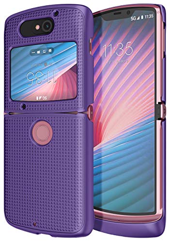 Grid Series for Motorola RAZR 5G (2020) Flip Phone Case - Purple | Slim Hard Shell Cover, Satisfying Texture, Matte, For Moto XT2071 - color: Purple