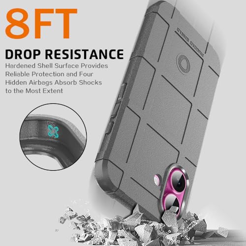 Rugged Shield 8ft Drop Proof TPU Thick Armor Tactical Protective Case Compatible with iPhone 16 (6.1 inches) - City Grey - color: City Grey, size: iPhone 16