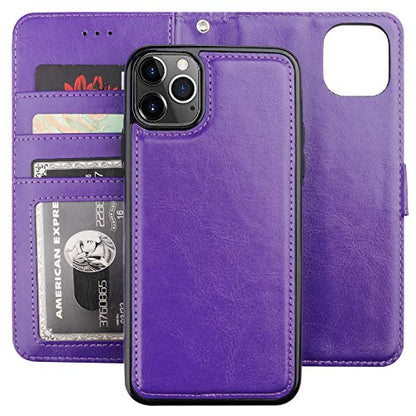 Bocasal Detachable Wallet Case Card Holder for iPhone 11 Pro Max Purple - color: Purple
