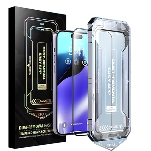 Screen Protector Fit for iPhone 17 Pro/iPhone 16/15/14/13,Auto-Alignment One Touch,Auto Dust-Elimination Install Bubble Free, Tempered Glass Protector,Scratch Resistent (iPhone 16 Pro) - size: iPhone 16 Pro