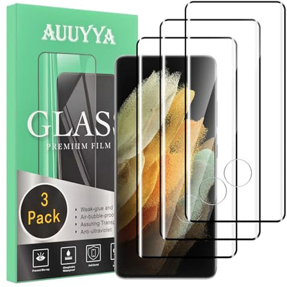 3-Pack for Samsung Galaxy S21 Ultra 5G Screen Protector Tempered Glass, 3D Full Edge Coverage Film, 9H Hardness HD Bubble-Free Film, Anti-Scratch Premium Protective Glass for Galaxy S21 Ultra - size: Samsung Galaxy S21 Ultra