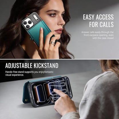 for iPhone 17 Pro Max Slim Case Wallet Wireless Charging Bluegreen - color: Blue Green, size: iPhone 17 Pro Max - 6.9"