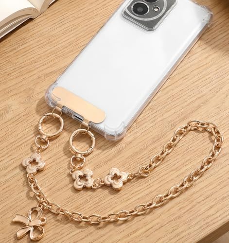 Bremorou 2 Pack Metal Phone Tether Tabs for CellPhone Gold Metal Phone Lanyard Tab Double Buckle Cellphone Lanyard Patch Thin Phones Strap Insert for Most Phones Cases