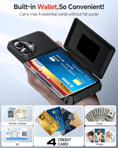 LeYi for iPhone-17 Phone Case Wallet Black: with Credit Card Holder Protective iPhone17 iohone i 17case Covers Women Fundas para Heavy Duty Military Grade Shock Proof Hard Men iPhone17, Black - color: Black, size: iPhone 17 6.3''
