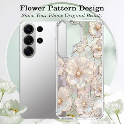 for Samsung Galaxy S26 Ultra Magnetic Case【Compatible with MagSafe】 Aesthetic Oil Painting Stained Glass Flower Design, Slim Fit Hard PC Back Shockproof Cute Clear Phone Cover, Light Pink - color: Light Pink, size: Galaxy S26 Ultra
