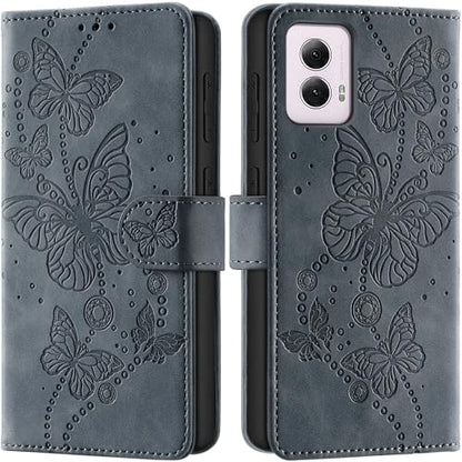 Case Wallet for Motorola Moto G Power 5G 2024, Gray Purple | RFID Blocking, 3 Card Holder Stand, Shockproof TPU Shell, PU Leather Magnetic Closure, 6.7-inch - color: Gray Purple