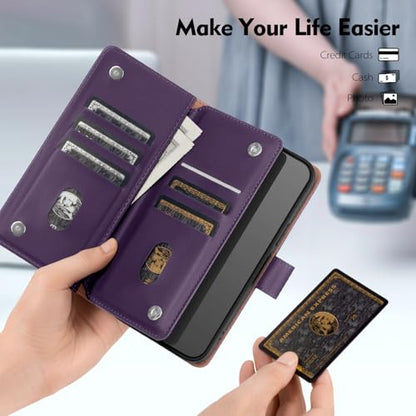 Shieldtop Compatible with Samsung Galaxy S23+ Plus Wallet Case with Card Holder,Women Men RFID Blocking PU Leather Flip TPU Protective Cover Credit Card Slots,Phone Case for S23 Plus,Dark Purple - color: Dark Purple, size: Galaxy S23 Plus - 6.6"