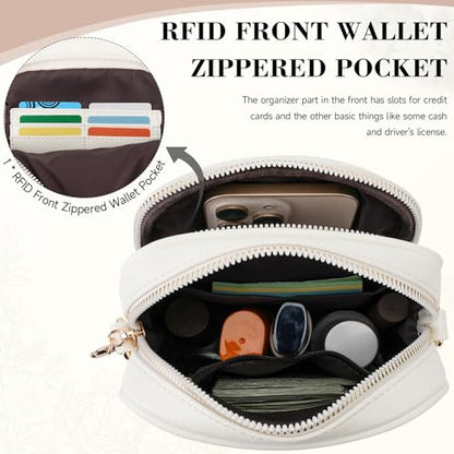 Small Crossbody Bags for Women, RFID Phone Purse with Card Slots, Triple Compartments Lightweight Shoulder Bag - color: 8-white