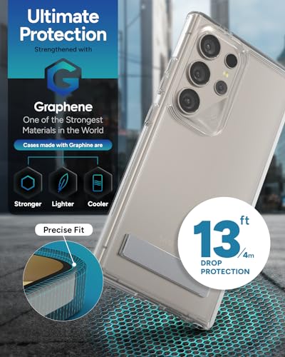 ZAGG Crystal Palace Samsung Galaxy S24 Case with Kickstand - Ultra-Slim, Graphene-Enhanced, Crystal Clear Protection, 13ft Drop Resistant, Eco-Friendly, Clear - size: Samsung Galaxy S24, style: Without Snap