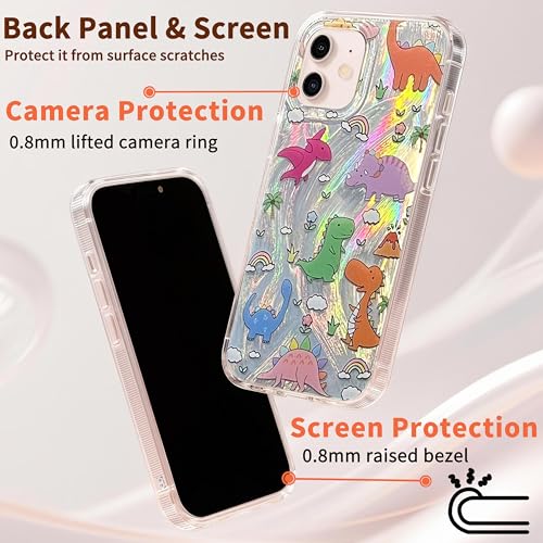 Compatible with iPhone 11 Case,with [Soft Slim][Camera Protection] Cute Kawaii Shiny Aesthetic Phone Cover Anti-Yellowing Shockproof Protective Cover for Women Girl-Dinosaurs - color: Dinosaurs, size: iPhone 11