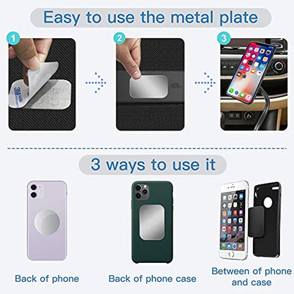 SALEX Replacement Metal Plates Set for Magnetic Car Mount, Wall, Phone Holder. 4 Large Silver Iron Discs Without Holes for Magnets. 3M Adhesive Thin Steel Cell Phone Case Back Magnet Stickers 4 Pack. - color: Rectangular 4 pack