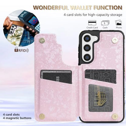 NNH Compatible with Samsung Galaxy S23 Wallet Case with RFID Blocking Card Slots Folio Flip PU Leather Kickstand Double Magnetic Clasp Design Cover for Galaxy S23(6.1 inch-Magnolia Flowers) - color: Magnolia Flowers, size: Galaxy S23 6.1 inch