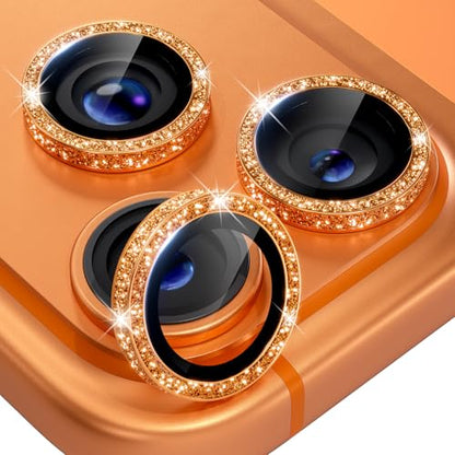 iPhone 17/16/15/14 Pro Max/Pro Camera Lens Protector Glitter - color: Glitter Orange