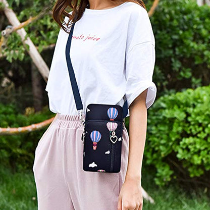 BIAOTIE Lightweight Small Crossbody bags Cell Phone Purses Travel Pouch Shoulder Bag for Women - color: Black Balloon