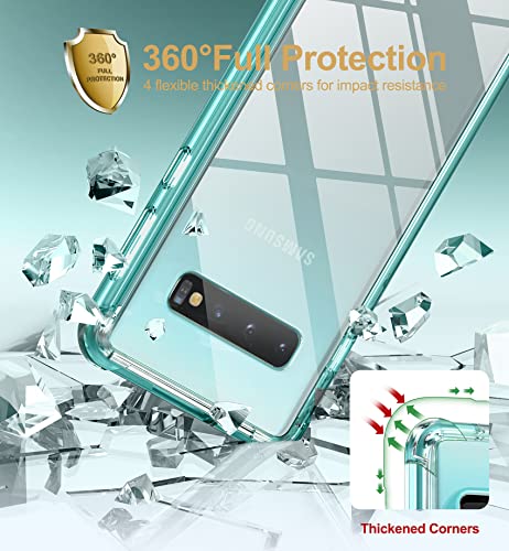 SURITCH Clear Case for Samsung Galaxy S10 Plus (Only) 6.4-inch, [Built-in Screen Protector] Full Body Protection Shockproof Bumper Rugged Phone Cover for S10 Plus -(Green) - color: Green