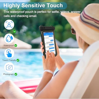 IP68 Waterproof Phone Pouch Floating, Up to 6.7",Black - color: Black, size: Up to 6.8"