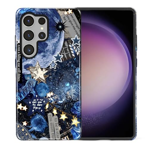 for Samsung Galaxy S25 Ultra Case, Shockproof 2-in-1 Double Protective Cover for Women Girls Men Boys, Exquisite Design Anti Scratch Stylish Phone Case Aesthetic, Blue Galaxy Star Collage - color: Blue Galaxy Star Collage, size: Galaxy S25 Ultra