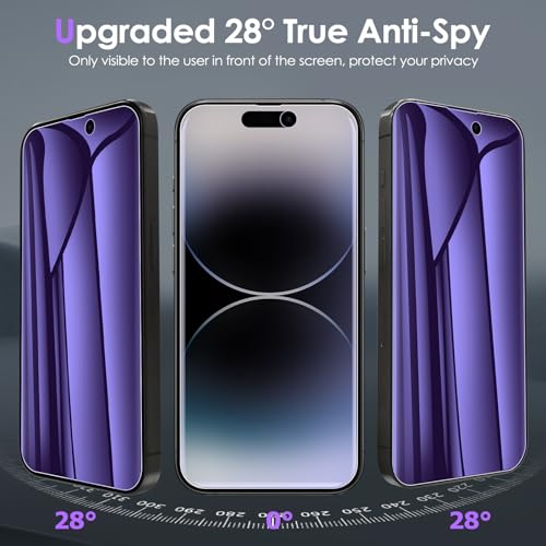 [3 Pack for iPhone 15 Pro Privacy Screen Protector (NOT Glass), [Anti-Spy][Anti Blue Light] Soft Hydrogel Film Screen Protector for iPhone 15 Pro/iPhone 15 - Purple - size: iPhone 15 Pro/iPhone 15