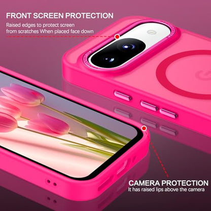 BENTOBEN for Google Pixel 9 Case [Compatible with Magsafe] Translucent Matte Magnetic Pixel 9 Case Slim Thin Shockproof Women Men Girls Boys Protective Phone Cases for Google Pixel 9 6.3", Hot Pink - color: Hot Pink