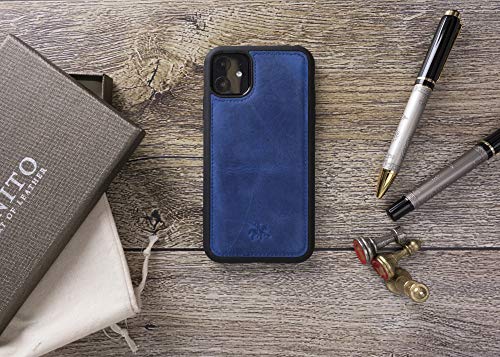 Venito Lucca Leather Case Compatible with iPhone 11 (6.1 inch) – Extra Secure with Padded Back Cover -Antique Dark Blue - color: Antique Dark Blue, size: iPhone 11