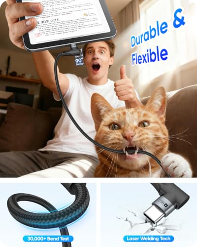 SUNGUY Right Angle USB A to USB C Cable 2FT 2Pack, 90 Degree USB C to USB A - size: 2FT+2FT