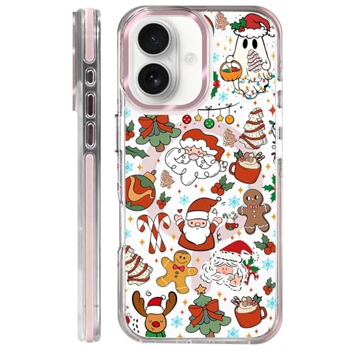 Clear Case for iPhone 16, [Magnetic Charging Compatible][Military-Grade Protection][Anti-Yellowing] Shockproof Slim Magnetic Phone Case for iPhone 16, Christmas Doodle - color: Christmas Doodle, size: iPhone 16