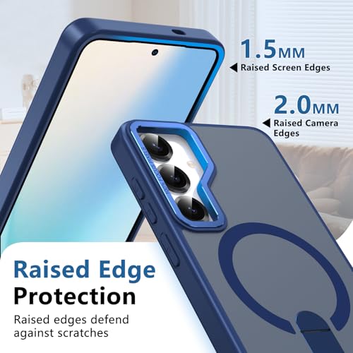 for Samsung 25-Plus Case/Samsung 24-Plus Case with Kickstand: Compatible with MagSafe Funda para Samsung S25 Plus/S24 Plus, Rugged Protection, Slim Fit & Matte Translucent Case, Navy Blue - color: Navy Blue, size: Galaxy S24/S25 Plus 6.7"