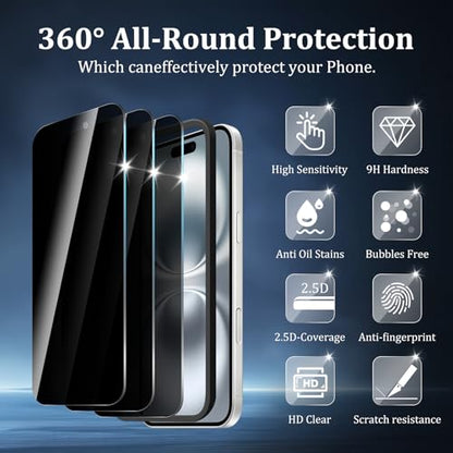 3 Pack Privacy Screen Protector for iPhone 17 - size: iPhone 17 3PCS