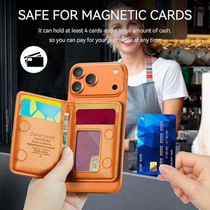 Defencase for Magsafe Wallet Magnetic Card Holder RFID Blocking, Orange - color: Fashion Orange