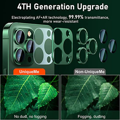 UniqueMe for iPhone 13 Pro/13 Pro Max Camera Lens Protector - Alpine Green - color: Alpine Green (bling circle)