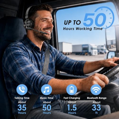 Trucker Bluetooth Headset, Wireless Headset with Microphone