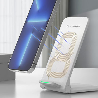 15W Wireless Charger Dual Coil Foldable Mobile Phone Fast Charging Stand Pad for iPhone 17 16 15 14 13 12 11 Xr X Pro Max Samsung S21 S20 S8 9 Huawei Xiaomi LG (White NO Cable) - color: White NO Cable