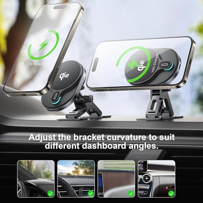 HURMAI for Qi2 Car Mount Charger 15W MagSafe Wireless for iPhone