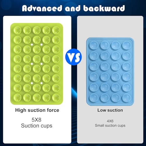 Double Sided Silicone Suction Phone Holder Mount, Silicon Accessory for iPhone and Android, Hands-Free Mirror Shower Phone Holder, TikTok Videos and Selfies (Green+Turquoise) - color: Green+Turquoise