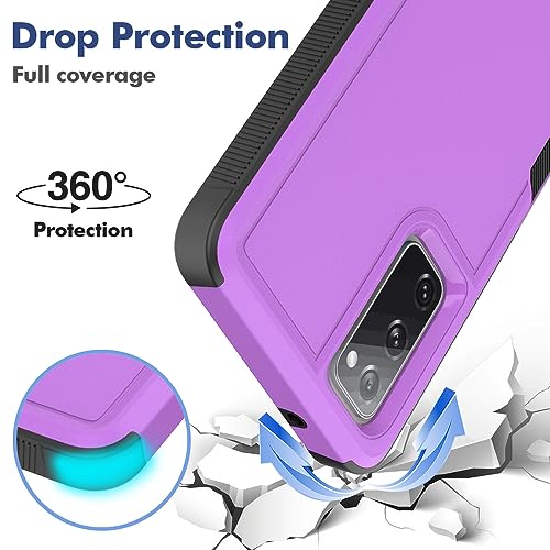 for Samsung S20 FE Case,[Military Grade Drop Tested] with HD Screen Protector,Dual Layer Protective Heavy Duty Cell Phone Cover Non-Slip Shockproof Rugged Case for Samsung Galaxy S20 FE (Purple) - color: Purple
