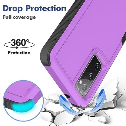for Samsung S20 FE Case,[Military Grade Drop Tested] with HD Screen Protector,Dual Layer Protective Heavy Duty Cell Phone Cover Non-Slip Shockproof Rugged Case for Samsung Galaxy S20 FE (Purple) - color: Purple
