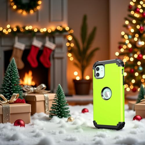 IDweel for iPhone 11 Case with Screen Protector(Tempered Glass), Hybrid 3 in 1 Shockproof Slim Fit Heavy Duty Protection Hard PC Cover Soft Silicone Bumper Full Body Case,Grass Green/Black - color: Grass Green/Black