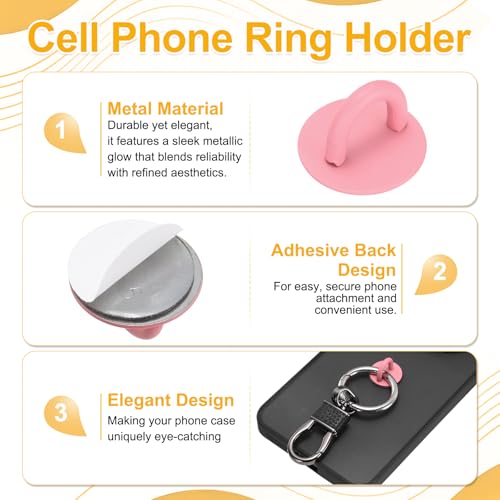 12Pcs Phone Ring Holder (0.7 Inch) - Adhesive Round Shaped Phone Finger Grip Hook Smartphones Keychain Ring Charm Loop for DIY Tablet Case Accessories, Green/Rose Red/Yellow - color: Green/Rose Red/Yellow
