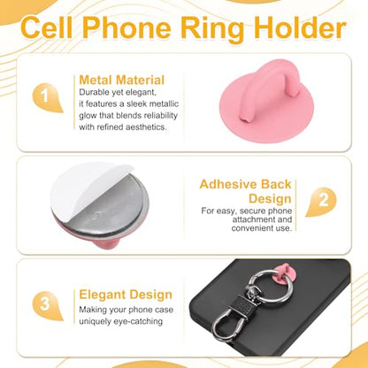 12Pcs Phone Ring Holder (0.7 Inch) - Adhesive Round Shaped Phone Finger Grip Hook Smartphones Keychain Ring Charm Loop for DIY Tablet Case Accessories, Green/Rose Red/Yellow - color: Green/Rose Red/Yellow